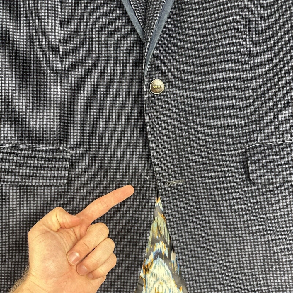 Robert Graham Blazer Mens 42R Blue Check Velvet Sports Coat Suit Jacket READ - Picture 2 of 12